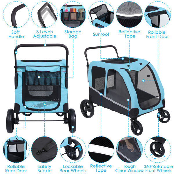 kepptory Folding Dog Stroller For Large Dogs Extra Large Pet Stroller & Reviews Wayfair